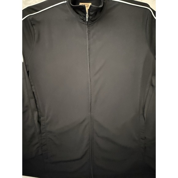 Track Jogging Suit 2XLT Black W White Stripes  Full Zip Jacket Ankle Zip Pants - Picture 3 of 16